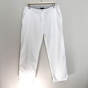 Vineyard Place Mens White Cotton Chino Pants Flat Front Trousers 38x30 1006908